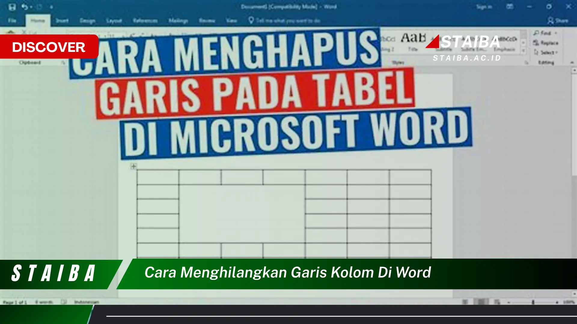 cara menghilangkan garis kolom di word