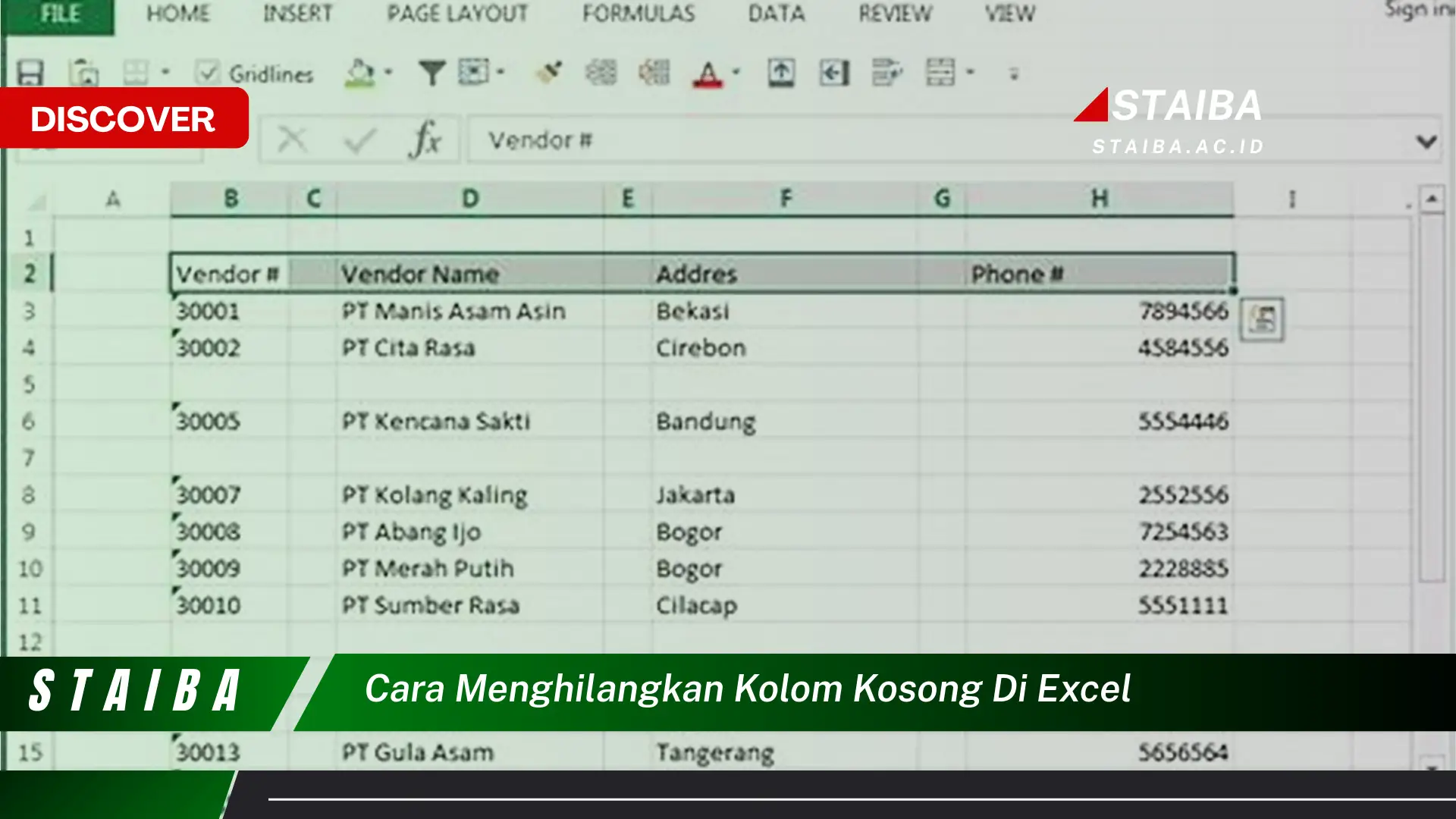 cara menghilangkan kolom kosong di excel