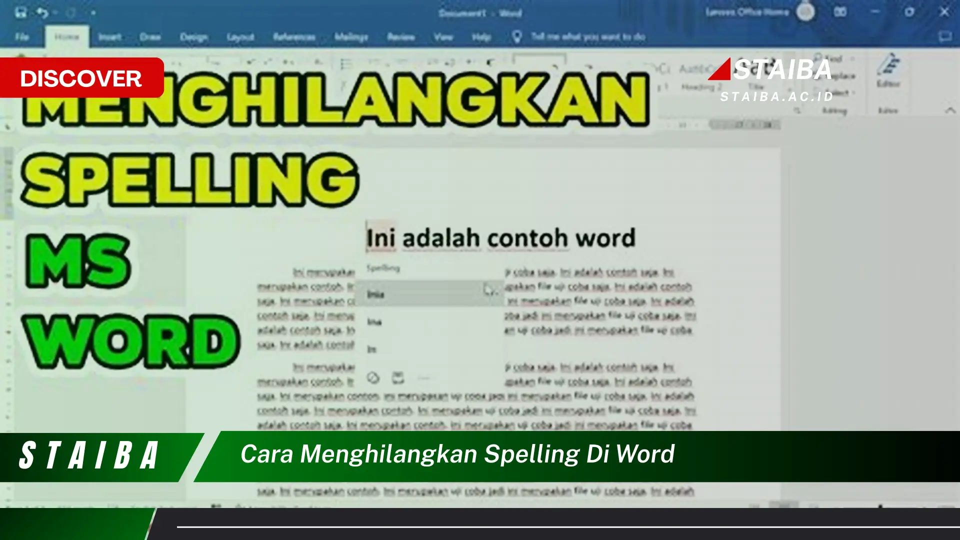 cara menghilangkan spelling di word