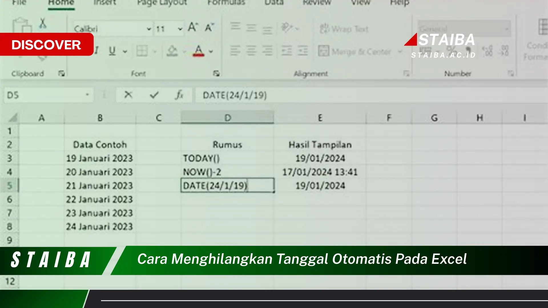 cara menghilangkan tanggal otomatis pada excel